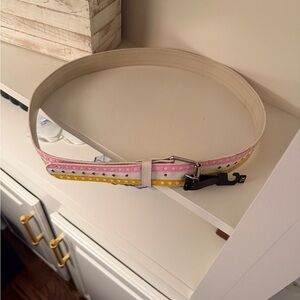 Leather Women’s Multicolor Pink, Yellow, Green & White Studded Belt Size XL